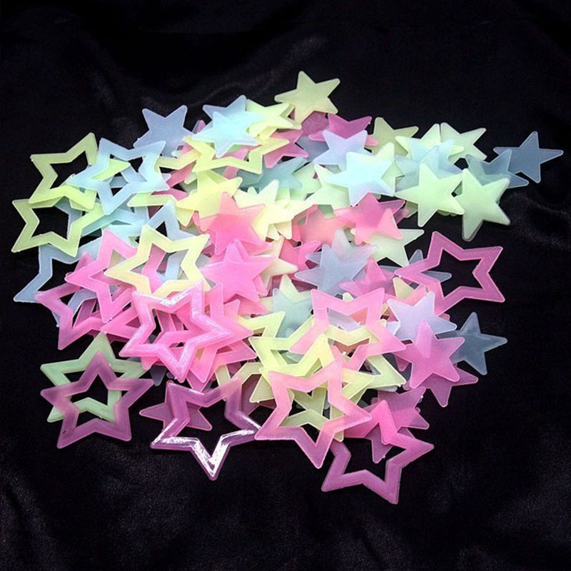Glow In Dark Stars - 発光星型ウォールステッカー,暗闇で光る,子供用蛍光ステッカー,寝室のアート,家の装飾,1パック