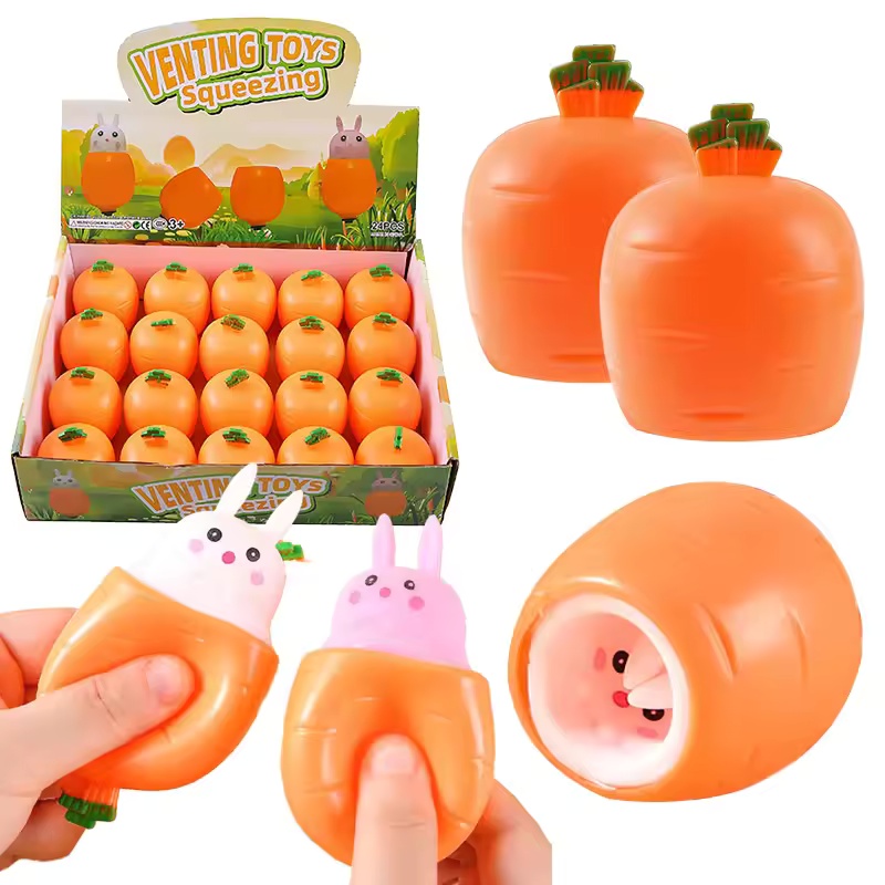 Kids Toys Unique - かわいいニンジンウサギのスクイーズトイユニークなニンジンカップストレス解消フィジェットトイポータブル感覚玩具子供大人オフィスホームリラックス用