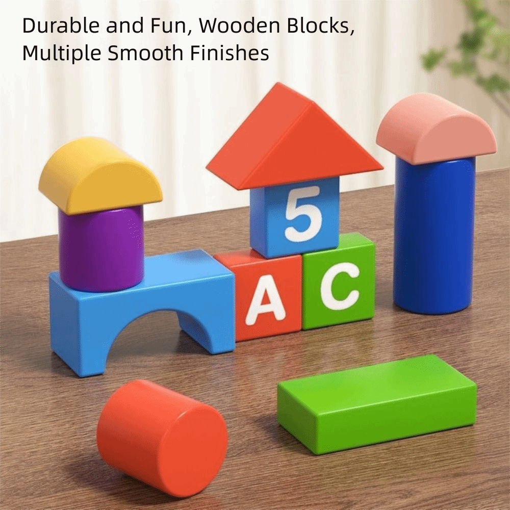 Wooden Blocks Stacking - 木製木製積み木 収納ボックス付き早期学習用組み立て積み木 幼児向けクリエイティブフィギュアスタッキング