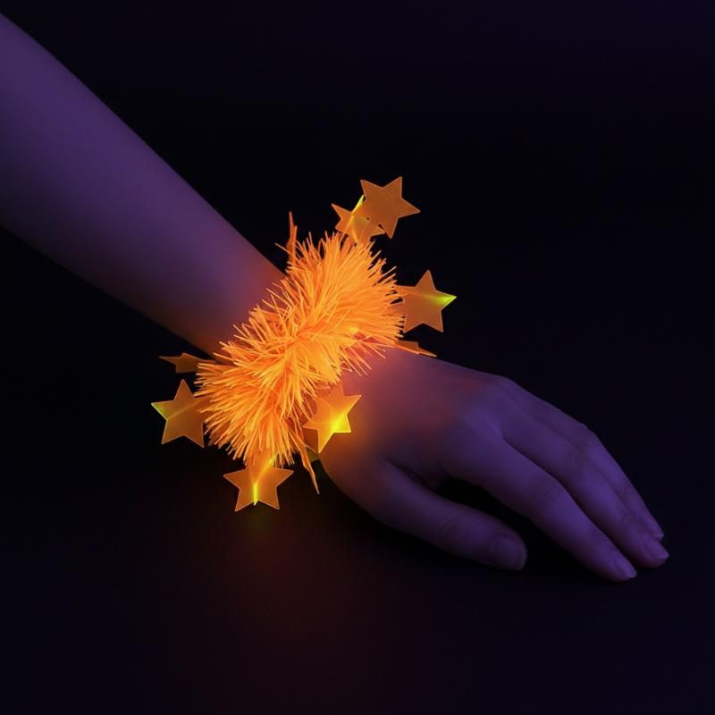 Glow In Dark Stars - ネオングロースターレイセット UV反応ハワイアンレイとブレスレット付き 暗闇で光るパーティーや夜のイベントに