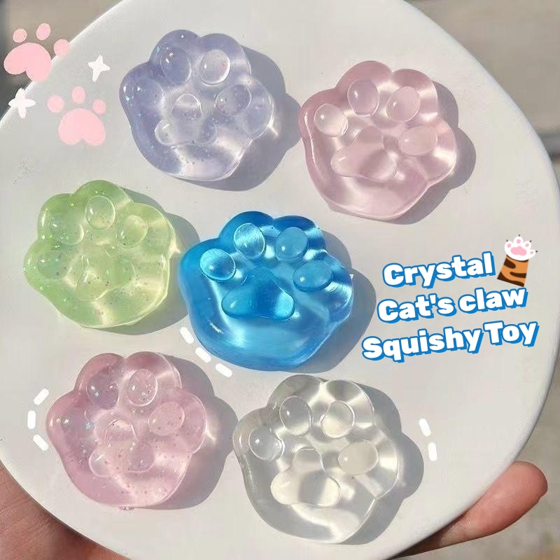 Kids Toys Unique - 3個セット かわいい猫の肉球 スクイーズトイ ソフトでリアルなゼリーグリッター 猫の爪 スクイッシー