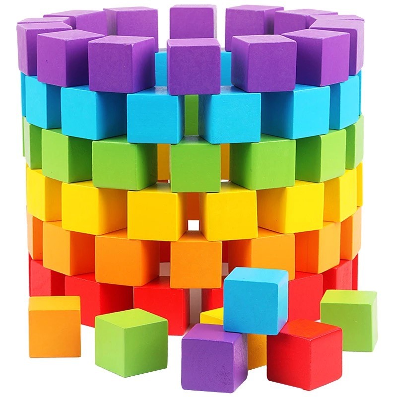 Wooden Blocks Stacking - 30 ピース/ロット 2X2CM 木製カラフルなキューブビルディングブロックのおもちゃ子供のための教育木製正方形サイコロボードゲームブロックおもちゃギフト