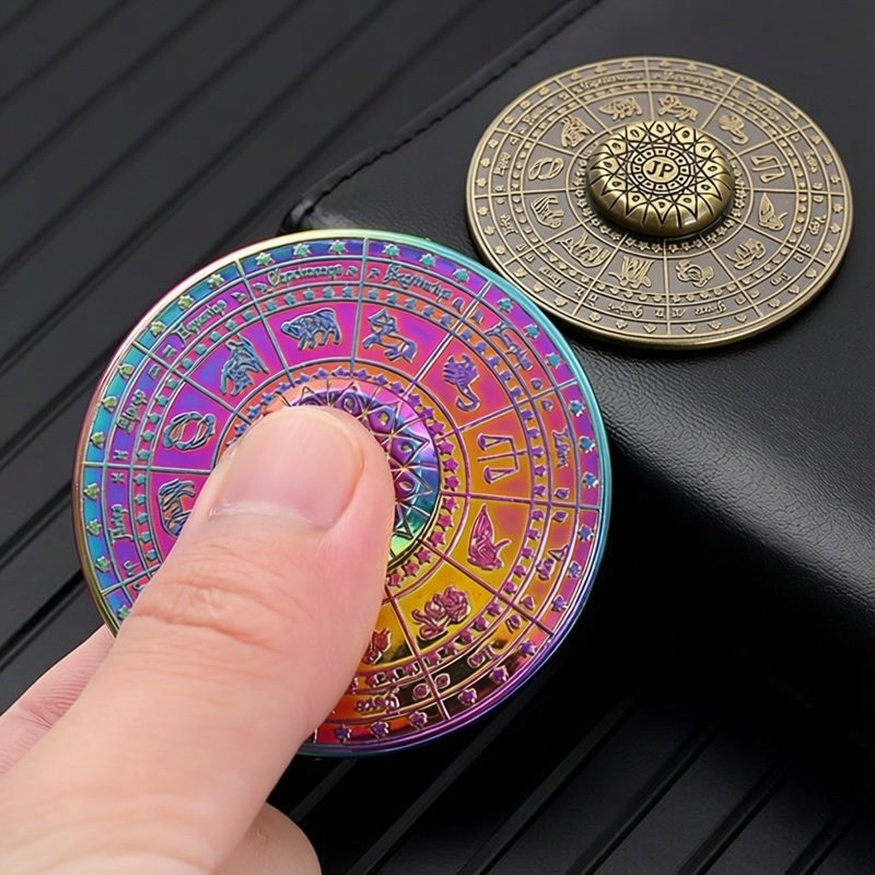 Kids Toys Unique - 星座パターンメタルフィンガーチップジャイロスピナー EDC ガジェット ADHD 不安ストレスリリーフおもちゃ大人子供ユニークなギフト