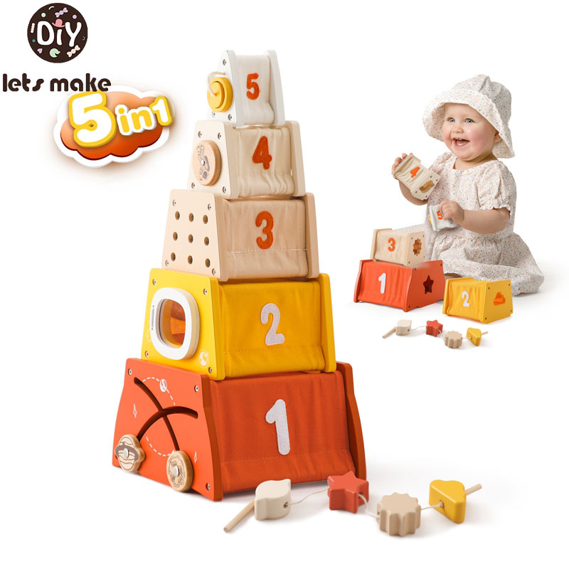 Wooden Blocks Stacking - 子供のための木製モンテッソーリおもちゃ,読書板,ブナ材,教育用形状,各種おもちゃ,スタッキングブロック,パズル,ベビーギフト