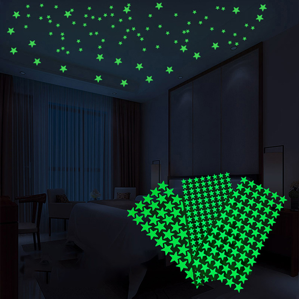 暗闇で光る3D星月ウォールステッカー、クリエイティブな発光ス - Glow In Dark Stars のレビューと価格
