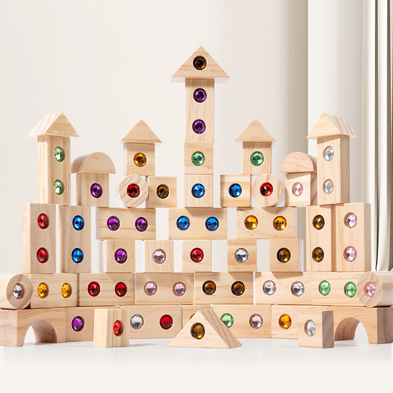DIYブロック キラキラアクリルおもちゃ 子供用 木製モンテ - Wooden Blocks Stacking のレビューと価格