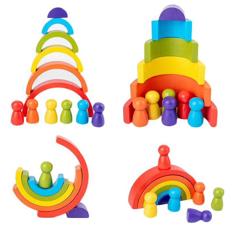 DIY 子供の木製レインボーおもちゃクリエイティブ木製レイン - Wooden Blocks Stacking のレビューと価格