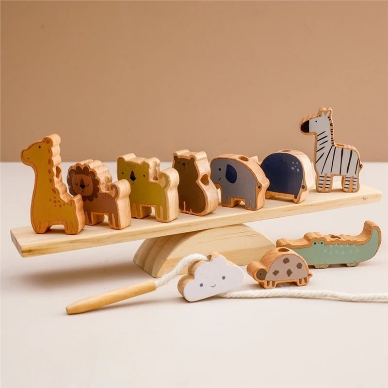ABUM-教育用バランスブロック-手と目の協調木製スレッディ - Wooden Blocks Stacking のレビューと価格