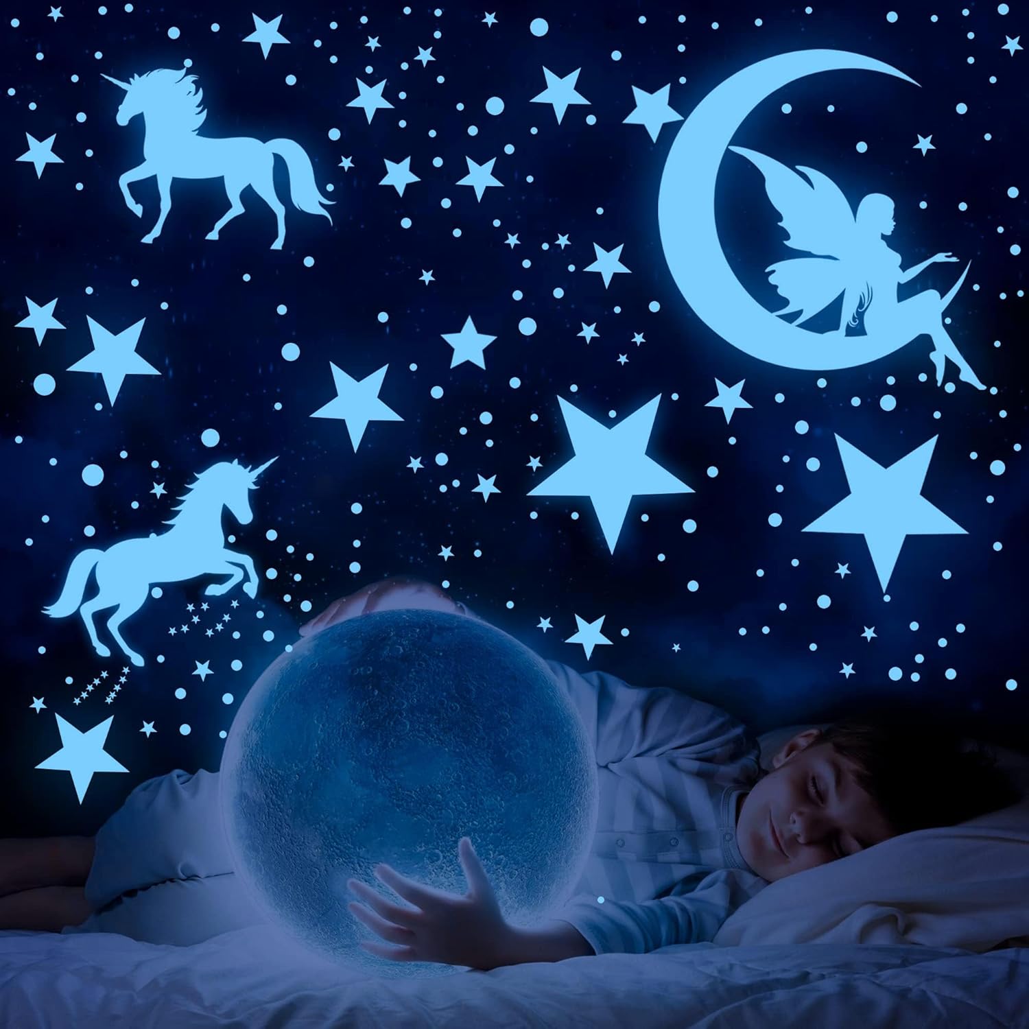 天井用暗闇で光る星、ユニコーンウォールステッカー、プレイルー - Glow In Dark Stars のレビューと価格