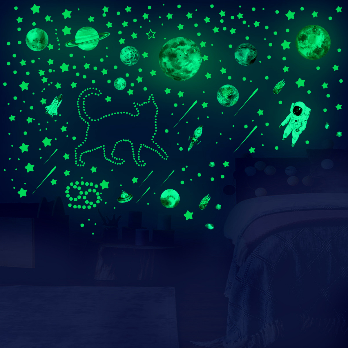849個入り 暗闇で光る星 ウォールステッカー 天井用光る星 - Glow In Dark Stars のレビューと価格