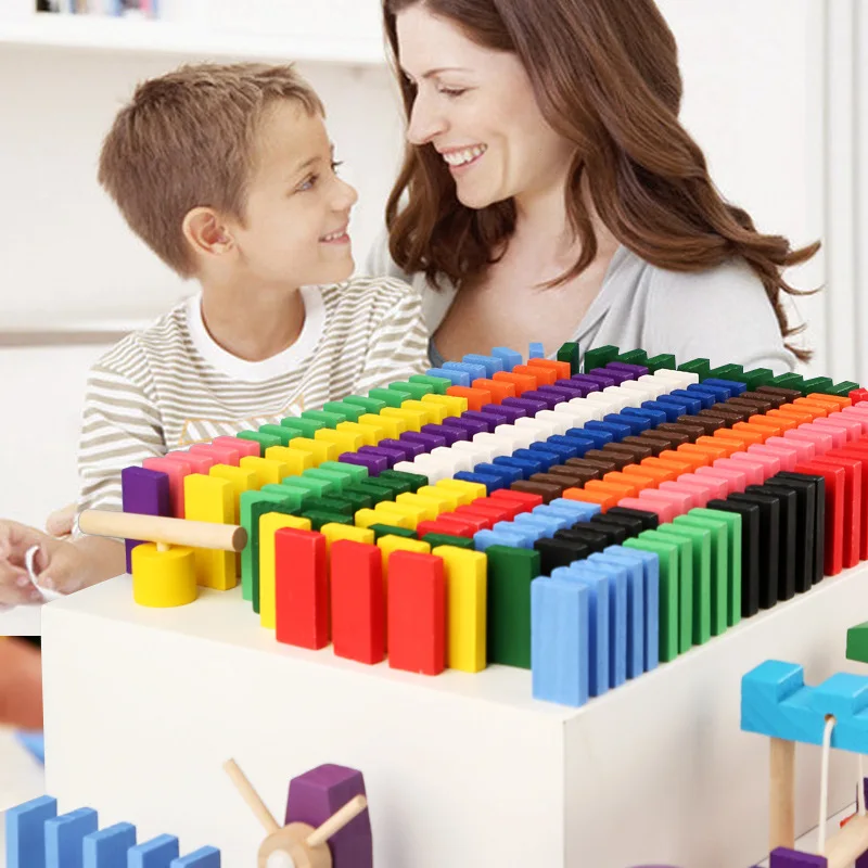 モンテッソーリ-子供向けの木製レインボードミノおもちゃ,オル - Wooden Blocks Stacking のレビューと価格