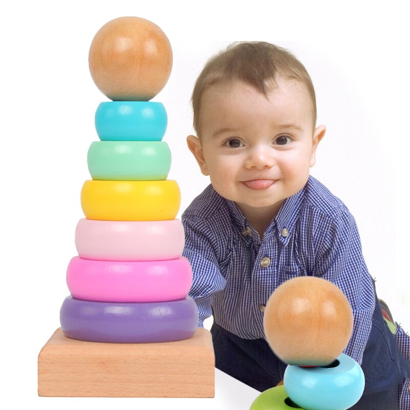 子供のためのレインボータワーフェルール木製おもちゃ、スタッキ - Wooden Blocks Stacking のレビューと価格