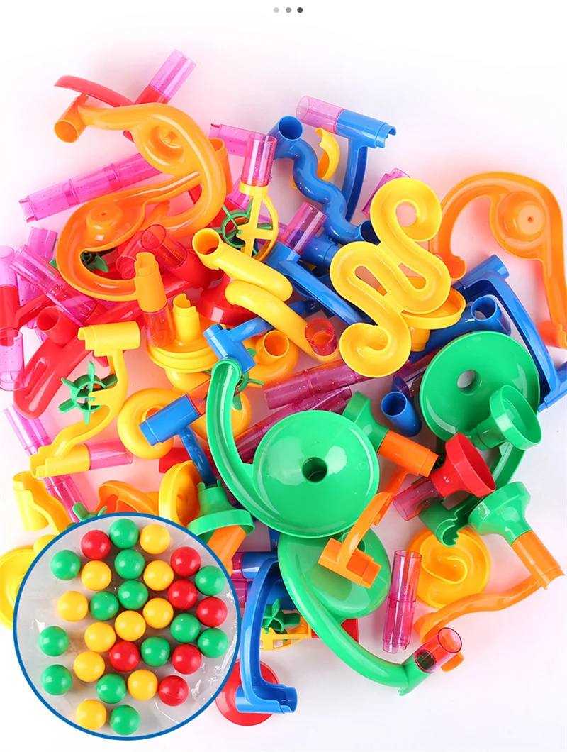 50-142ピース 3D迷路ボールロールおもちゃ DIYマー - Marble Run Set のレビューと価格