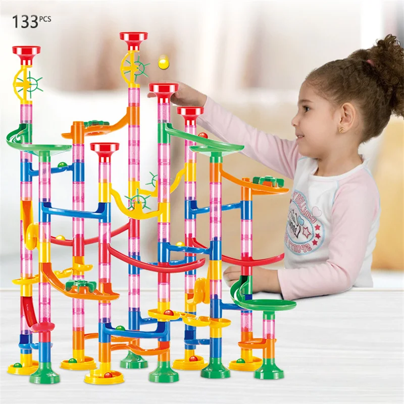50-142ピース 3D迷路ボールロールおもちゃ DIYマー - Marble Run Set のレビューと価格