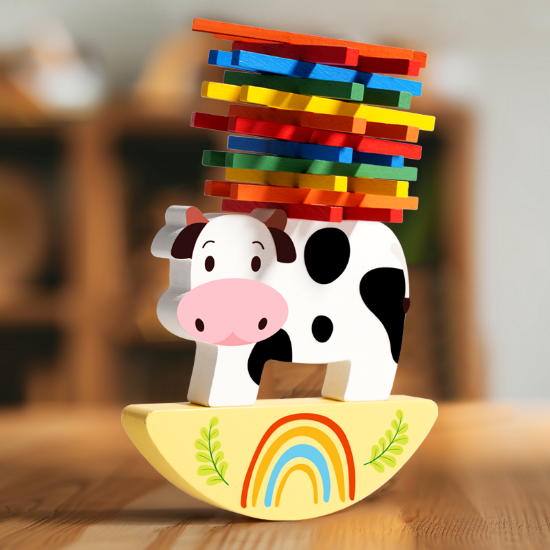 子供のための木製の動物の積み木ゲーム,バランスの取れたおもち - Wooden Blocks Stacking のレビューと価格