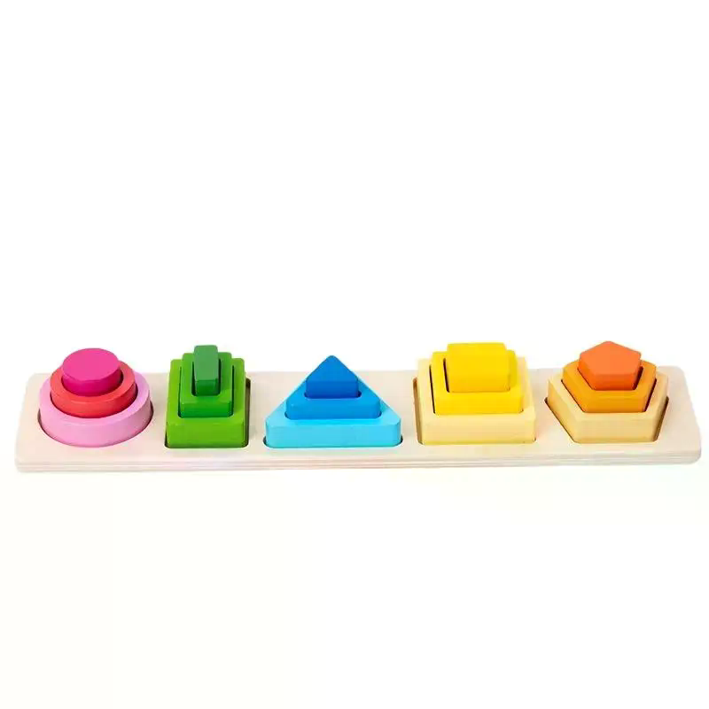 モンテッソーリ木製積み木おもちゃ、形と色の分類ブロックパズル - Wooden Blocks Stacking のレビューと価格