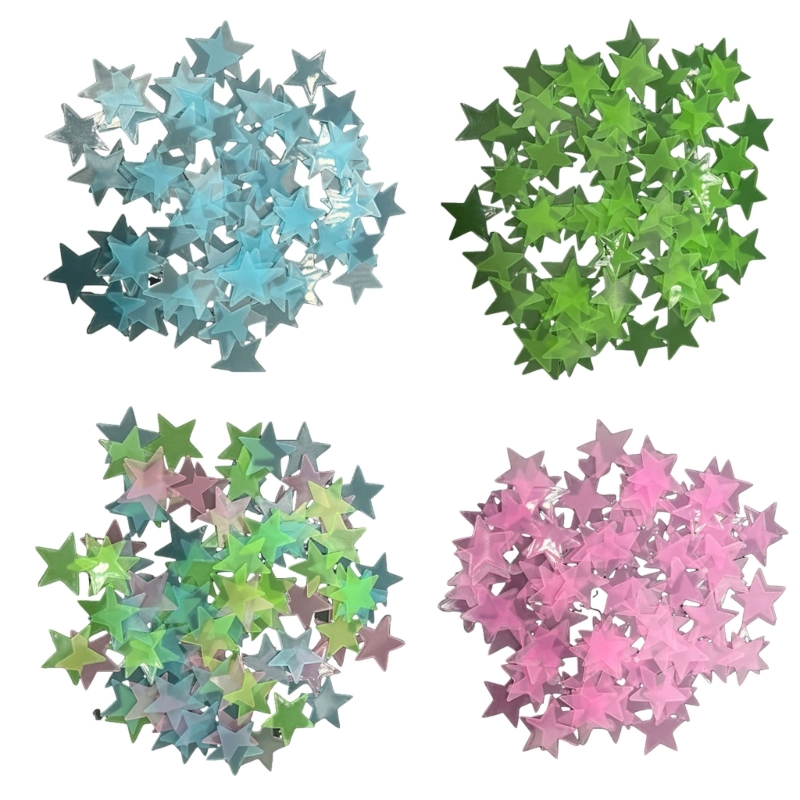 100枚パック 光る3Dスターステッカー 寝室の天井と壁の装 - Glow In Dark Stars のレビューと価格