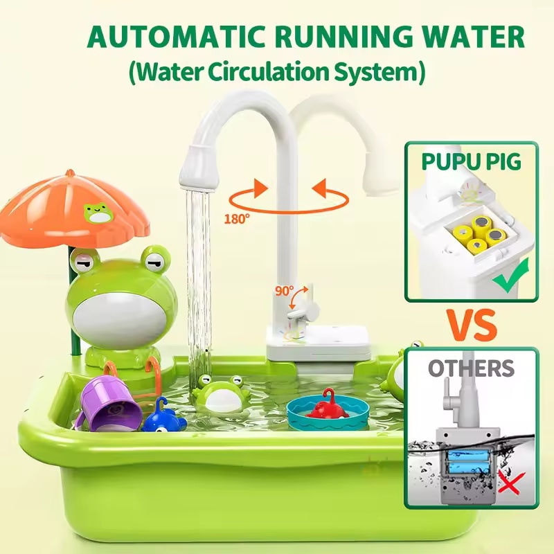 新しい子供用キッチンシンク電動食器洗い機、水が流れるおもちゃ - Kids Toys Unique のレビューと価格
