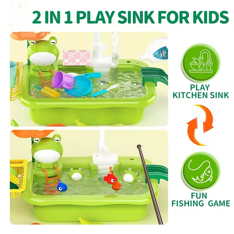 新しい子供用キッチンシンク電動食器洗い機、水が流れるおもちゃ - Kids Toys Unique のレビューと価格