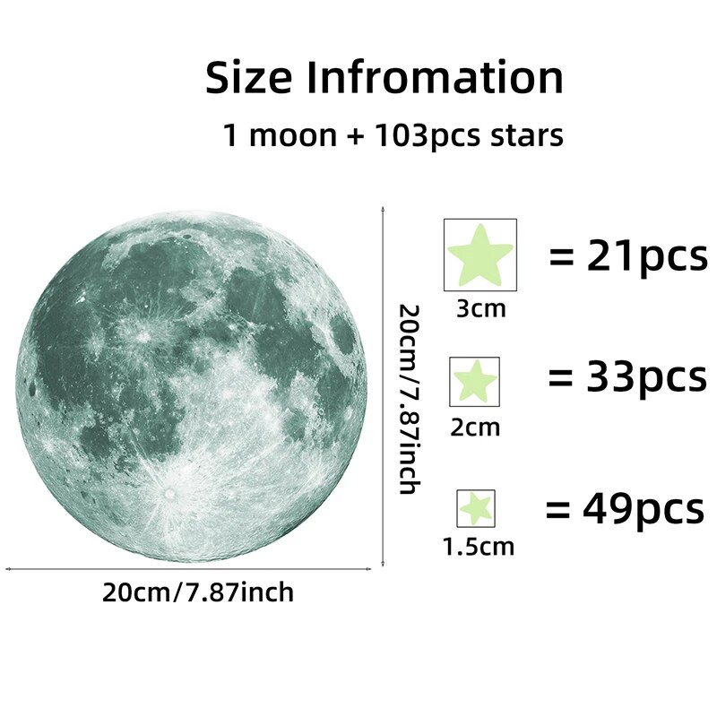 103 個発光月と星ウォールステッカー暗闇で光る壁用ステッカ - Glow In Dark Stars のレビューと価格