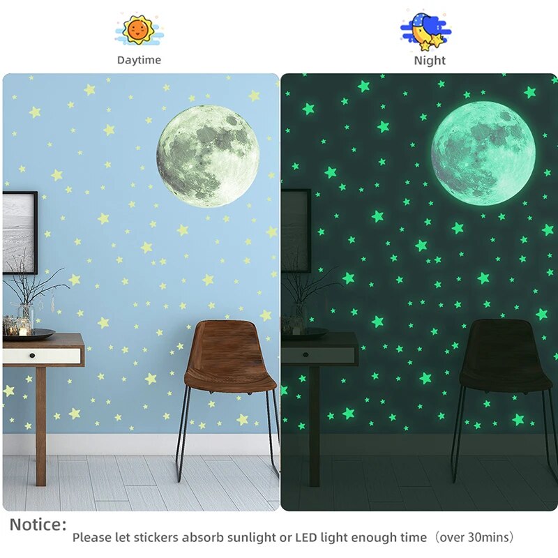 103 個発光月と星ウォールステッカー暗闇で光る壁用ステッカ - Glow In Dark Stars のレビューと価格