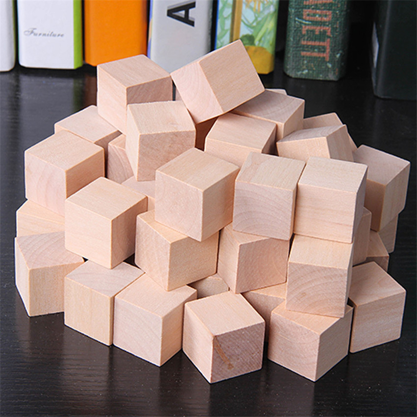 30 ピース/ロット 2X2CM 木製カラフルなキューブビル - Wooden Blocks Stacking のレビューと価格