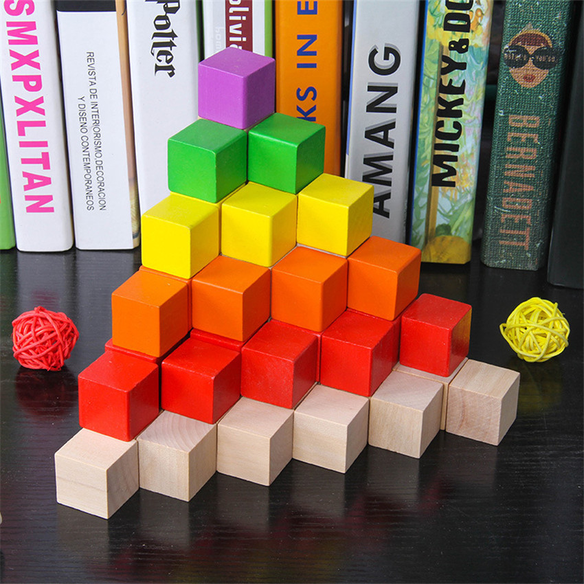 30 ピース/ロット 2X2CM 木製カラフルなキューブビル - Wooden Blocks Stacking のレビューと価格