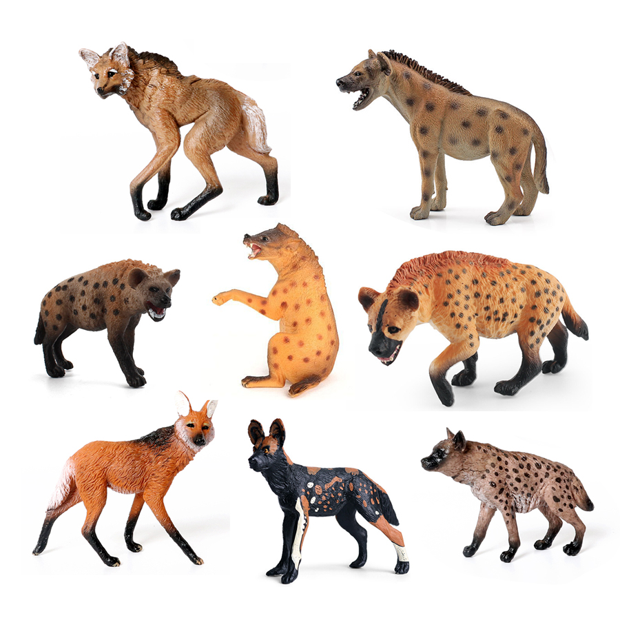 リアルなプラスチック野生動物ハイエナ、たてがみオオカミ、アフ - Kids Toys China のレビューと価格