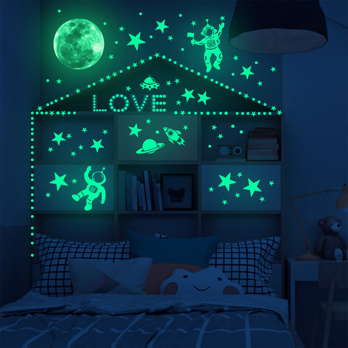 発光月と星のウォールステッカー,夜行性の透明な壁のステッカー - Glow In Dark Stars のレビューと価格